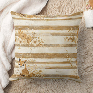 Coussin Renard et hibou à rayures en bois doré (3)