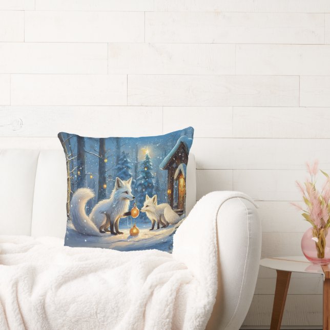 Coussin Renard neigeux Design de vacances par Rich AMeN Gi (Canapé)