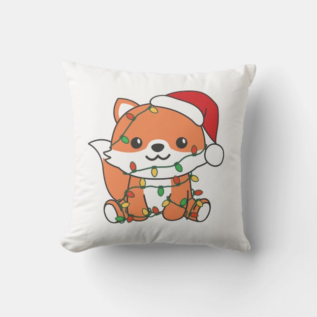 Coussin Renard Noël Hiver Animaux Fêtes Renards (Recto)