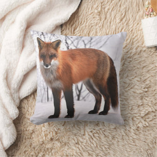 Coussin Renard rouge en neige