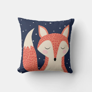 Coussin Renard roux dormant art ciel nocturne et étoiles