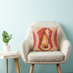 Coussin Renards vintages sur Orange Retro Red Circle Motif