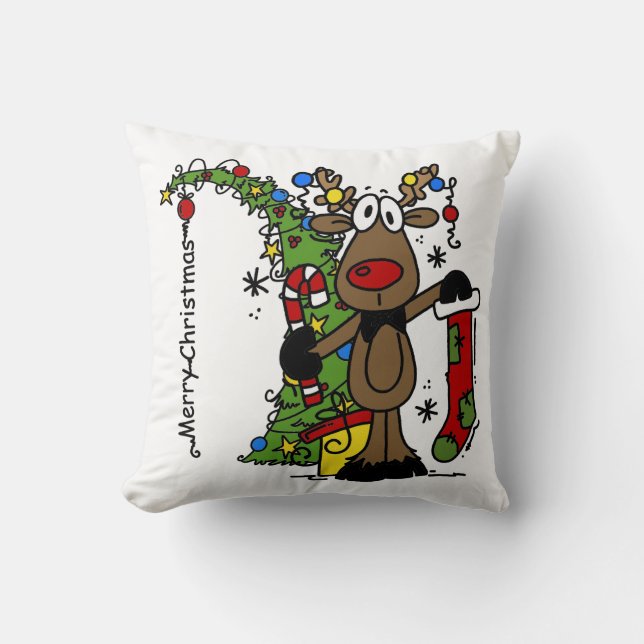 Coussin Renne de Joyeux Noël (Recto)