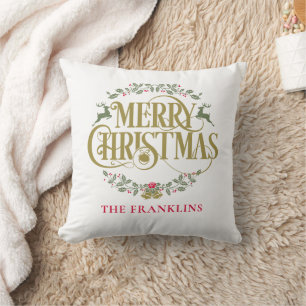 Coussin Rennes de Noël Personnalisés pour la Famille