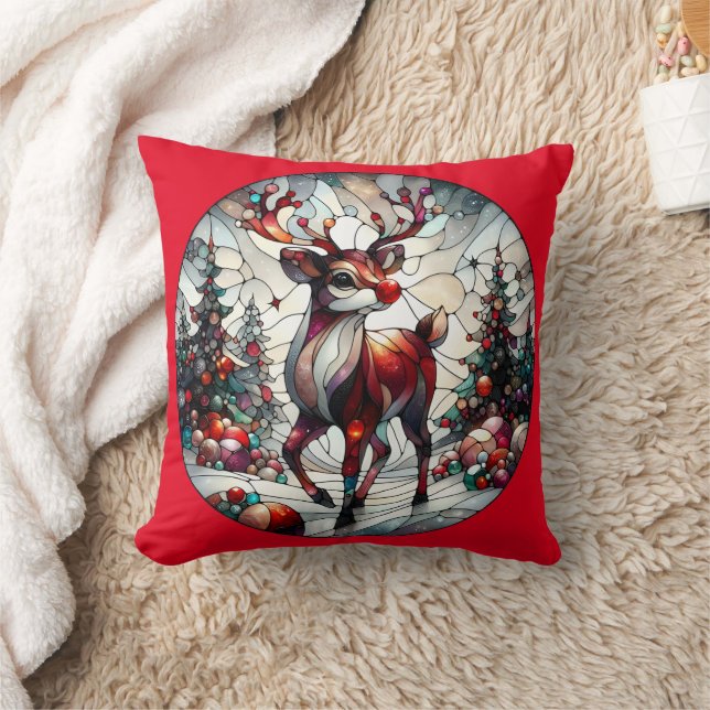Coussin Rennes festives dans un paysage hivernal (Couverture)