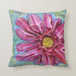 Coussin renversant d'un Zinnia rose dans 3D