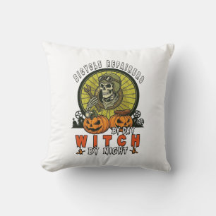 Coussin Réparateurs de vélos Sorcière Crâne Clé à molette