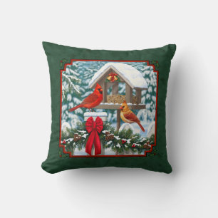 Coussin Repas de Noël des cardinaux Vert