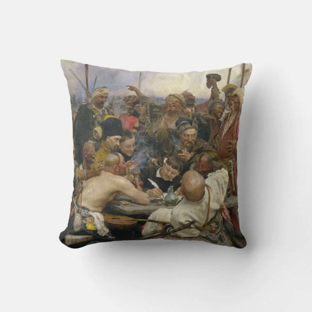Coussin Réponse d'Ilya Repin des Cosaques de Zaporozhian (Recto)