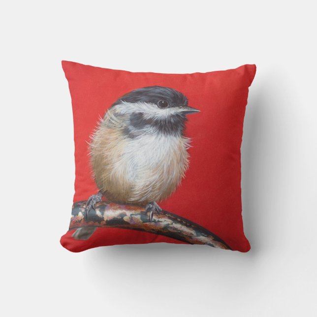 Coussin Reposez "mon petit Chickadee" par Camille Engel (Recto)