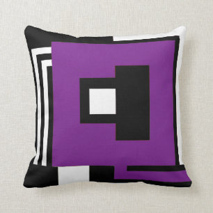 Coussin Reposez noir, blanc et le pourpre dans le style