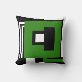 Coussin Reposez noir, blanc et vert dans le St géométrique