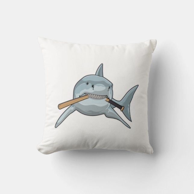 Coussin Requin au baseball avec batte de baseball (Recto)