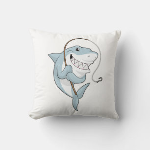Coussin Requin comme pêcheur avec canne à pêche