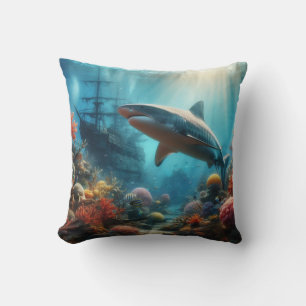 Coussin Requin tigre côtier/nautique et récif corallien