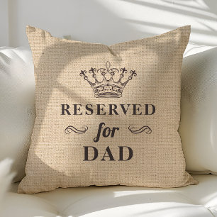 Coussin Réservé pour papa drôle monogramme personnalisé