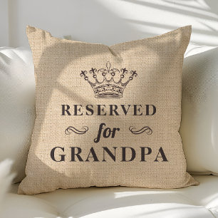 Coussin Réservé pour papi drôle monogramme personnalisé