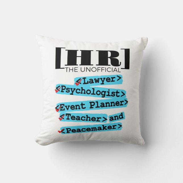 Coussin Ressources humaines RH non officielles amusantes (Recto)