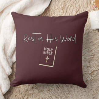 Coussin Rest in His Word- Faith-Filled Throw Pillow