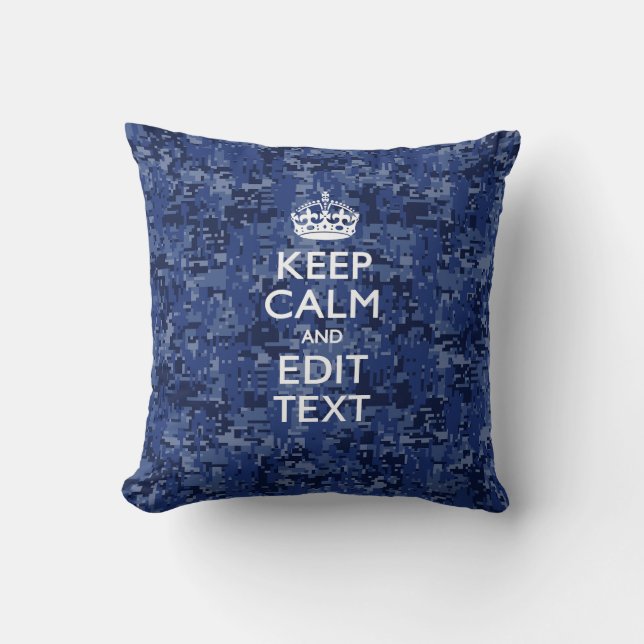 Coussin Restez Calme Et Ayez Votre Texte Camo Numérique Ma (Recto)