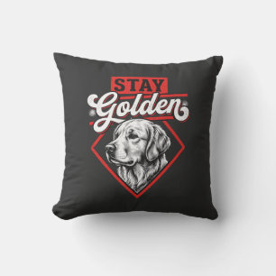 Coussin Restez Golden Retriever doré