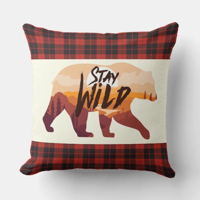 Coussin Restez l'ours sauvage (Recto)