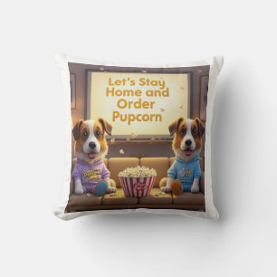 Coussin Restons à la maison et commandez des chiens de car