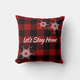 Coussin "Restons à la maison" sur Buffalo Plaid