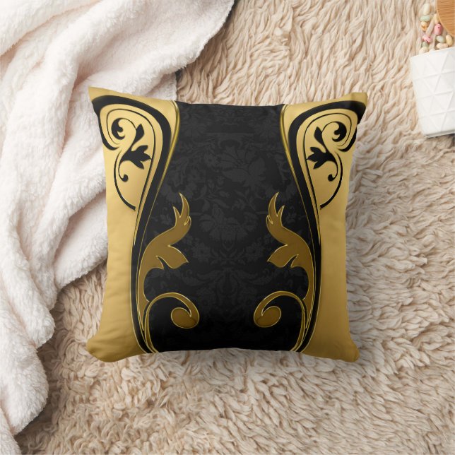 Coussin Résumé avec accents Gold sur Black & White (Couverture)