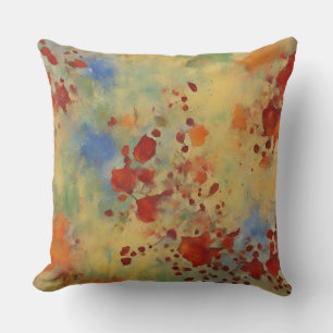 Coussin Résumé de peinture jaune rouge vif Abstrait