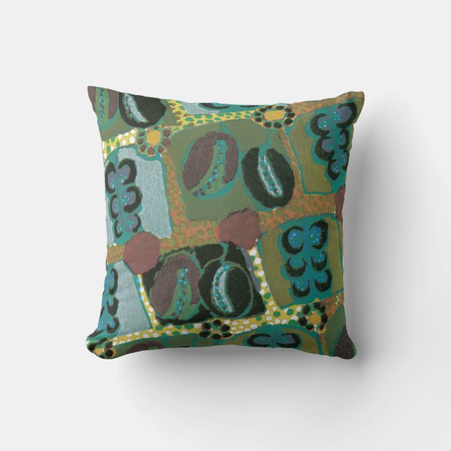 Coussin Résumé floral dans Teal (Recto)