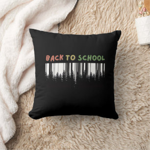 Coussin Retour à l'école avec une touche d'arbres sauvages