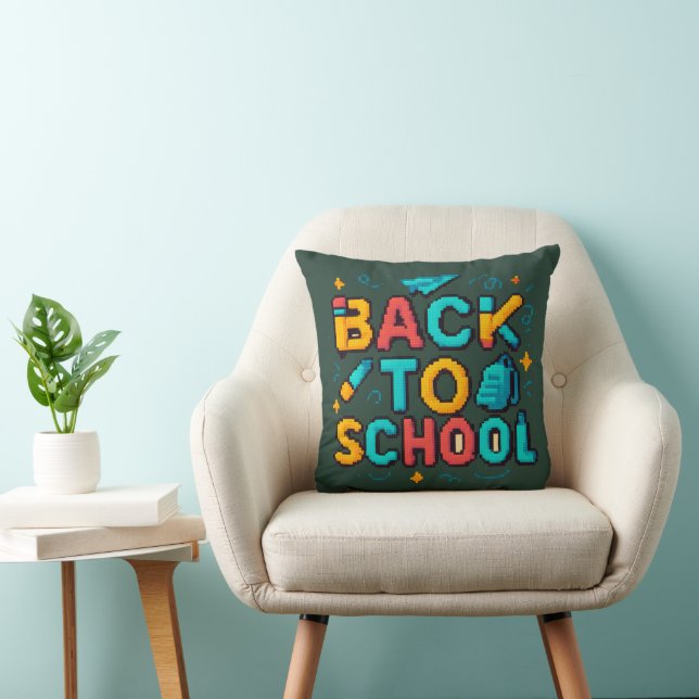 Coussin Retourner à l'école Retro 8 bits Gamer Design de t (Chaise)