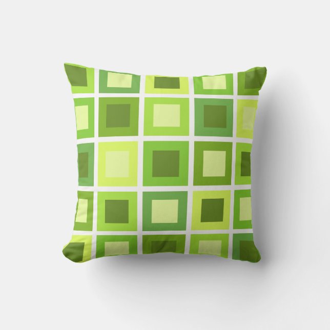 Coussin Retro 1950 Carreaux Motif Chartreuse Green (Recto)