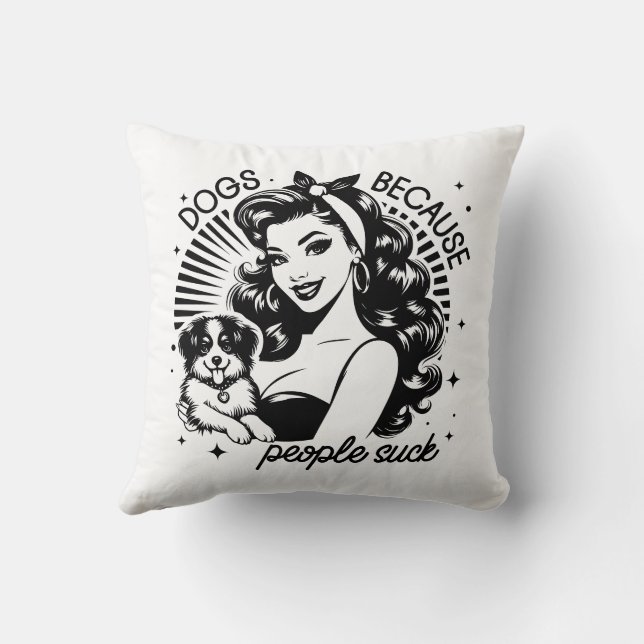 Coussin Retro 1950 Glam Girl Drôle Citation sarcastique (Verso)