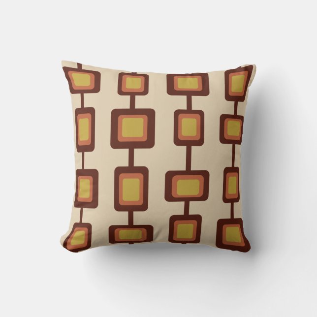 Coussin Retro 1960 Arrondi Carré jaune orange (Recto)