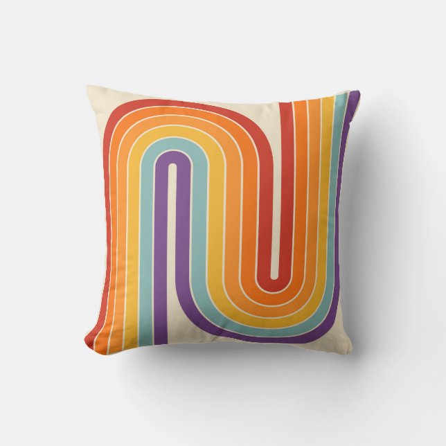 Coussin Retro 1970s Style Arched Stripes Geometric Pattern (Recto)