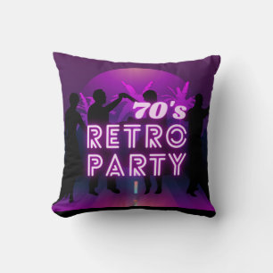 Coussin Retro 80 s Disco Dance Party Neon Purple Funky