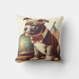 Coussin Retro American Pit Bull Terrier Peinture