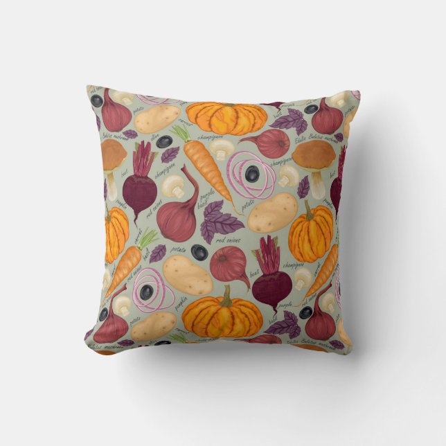 Coussin Rétro arrière - plan des légumes frais (Recto)