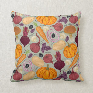 Coussin Rétro arrière - plan des légumes frais