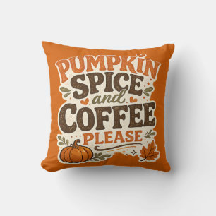 Coussin Retro automnal : épice de citrouille et café, s'il