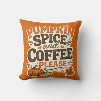 Coussin Retro automnal : épice de citrouille et café, s'il