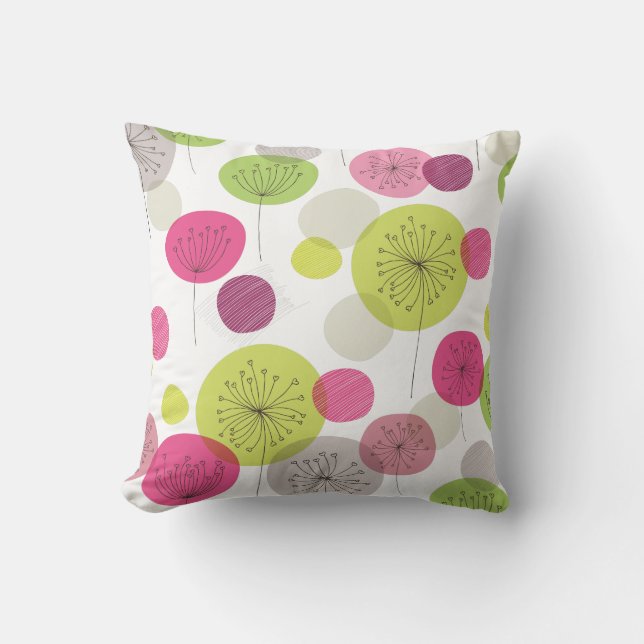 Coussin Rétro conception abstraite de motif de fleurs (Recto)