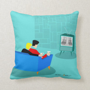 Coussin Retro Couple Gay à regarder la télévision Jeu d