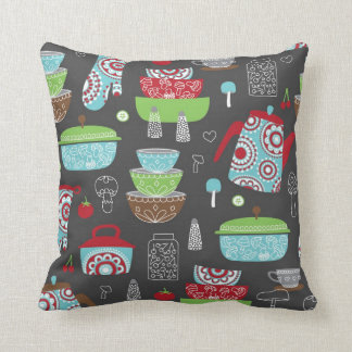 Coussin Rétro cuisine Pyrex et illustration de motif de