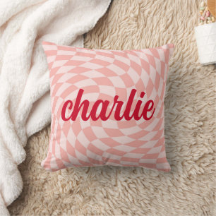 Coussin Rétro damboard tourbillon clair rouge rose pâle