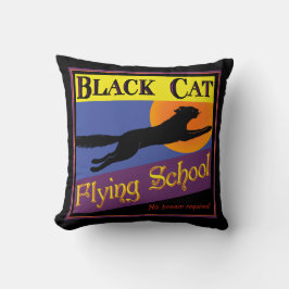 Coussin rétro de l'école de vol de chats noirs