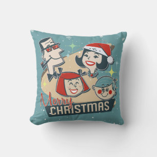 Coussin Retro Famille Joyeux Noël Joyeux Nouvel An
