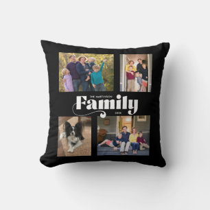 Coussin Retro Family 4 Photo Collage noir